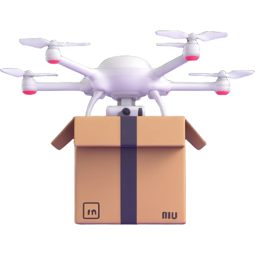 quadcopter drone delivering box emoji