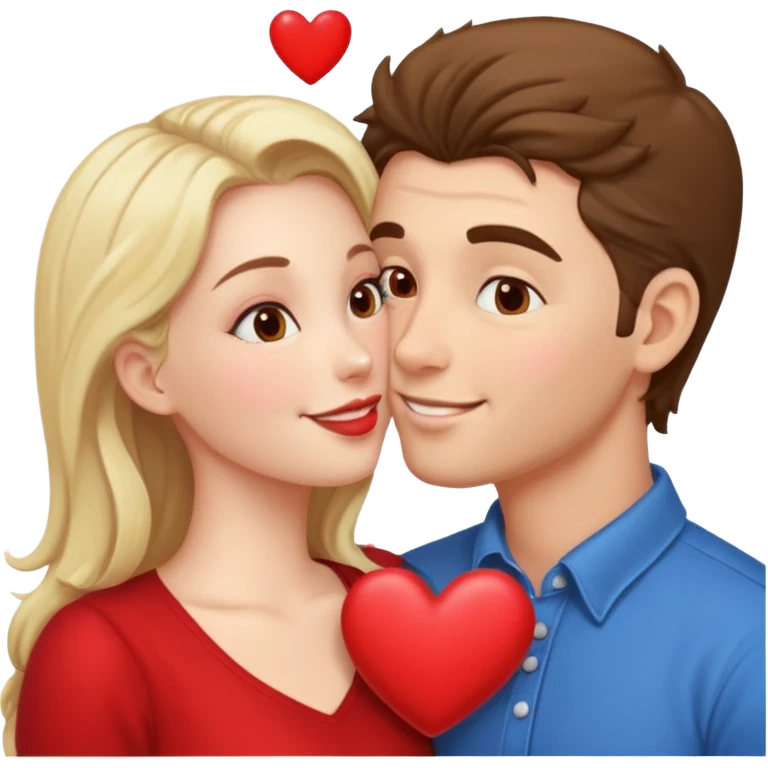 a man and a woman kissing with hearts emoji