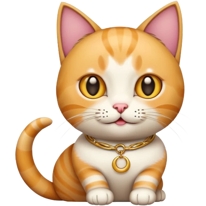 Cat with crescent-shaped collar, playful pose. emoji