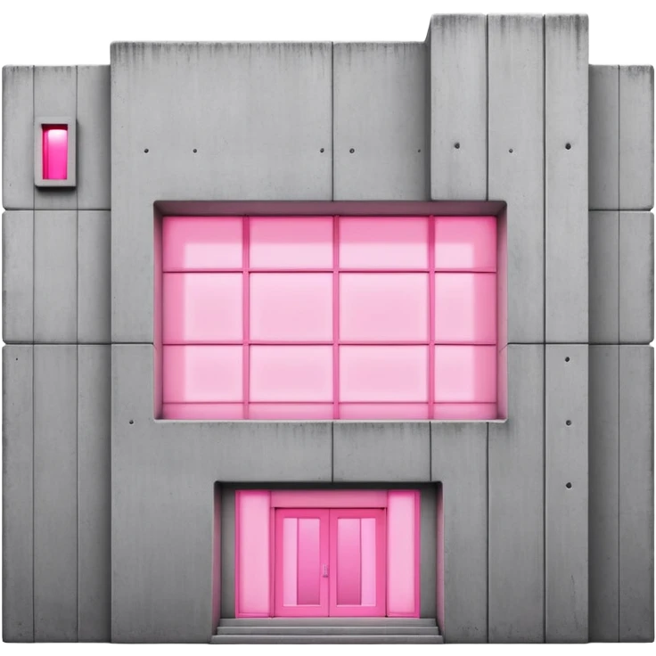 Soviet-style concrete panel building with single pink glowing window, rectangular brutalist design emoji