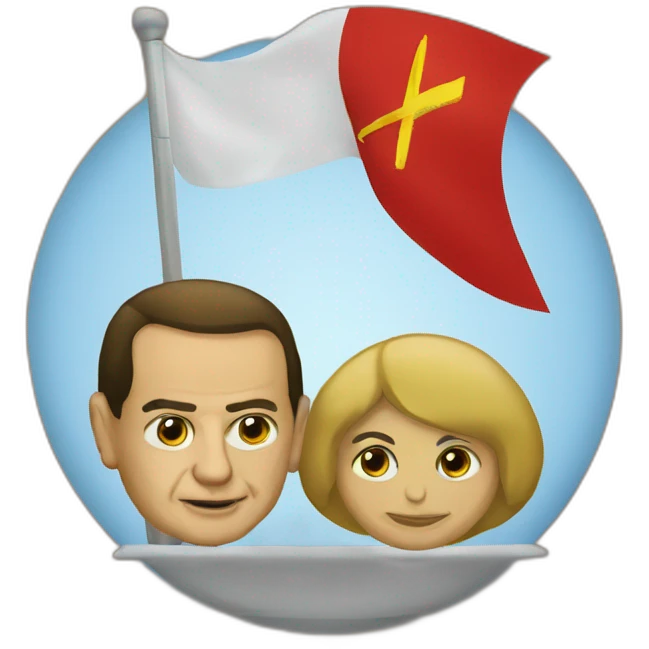 berlusconi with a communist flag emoji