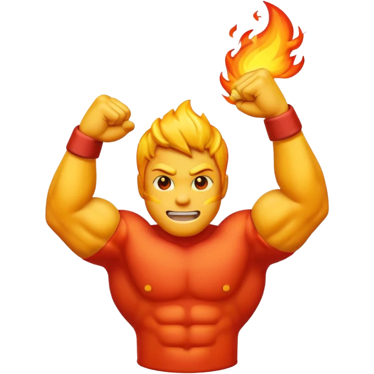 fire emoji add flex bicep behind it emoji