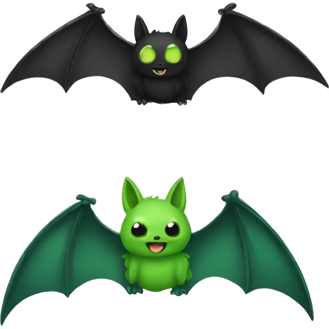 Black bat green wings emoji
