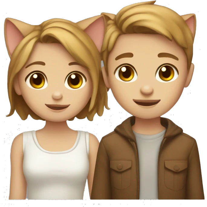 Two ocicats, one girl and one boy, the boy is white and the girl is brown emoji