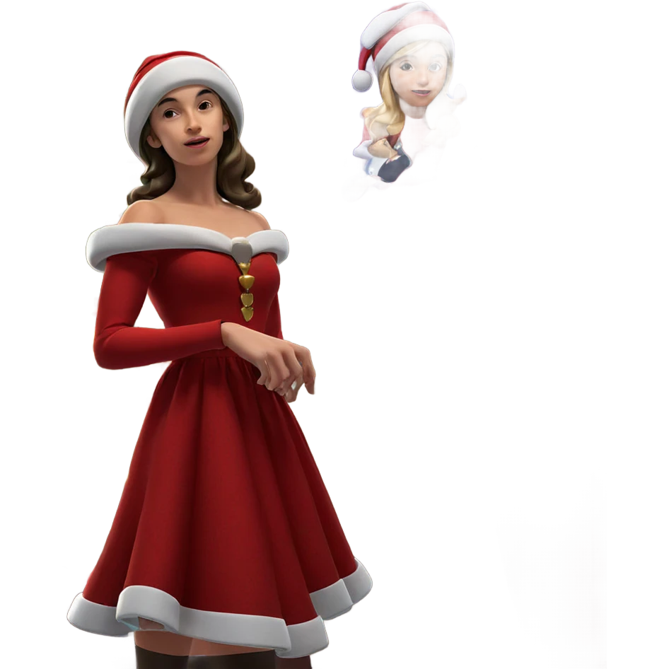 christmas girl in red dress emoji
