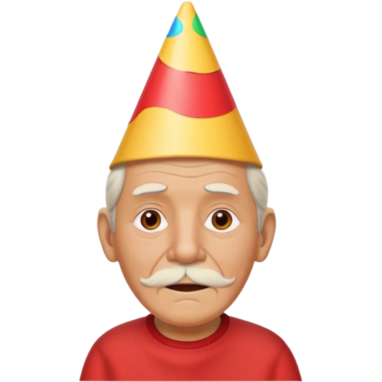 cute old man with red shirt and birthday cone on his head emoji