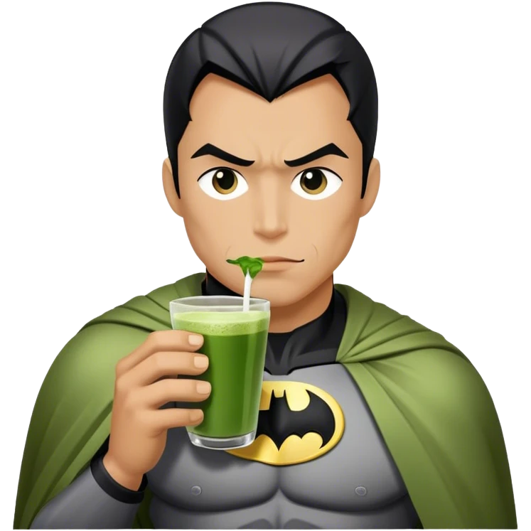 Batman is drinking matcha emoji
