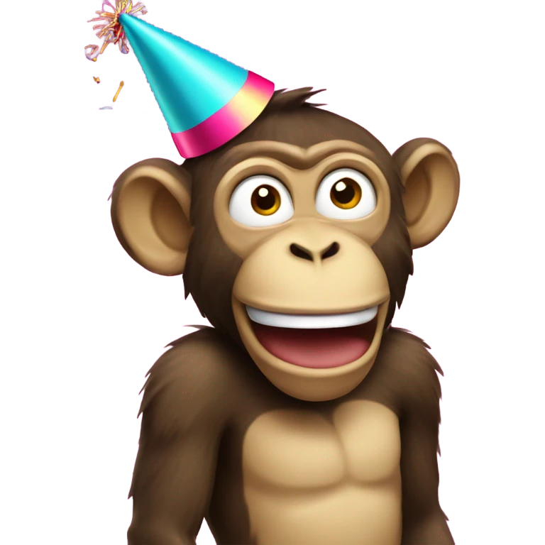 Party monkey with a party hat and a party popper emoji