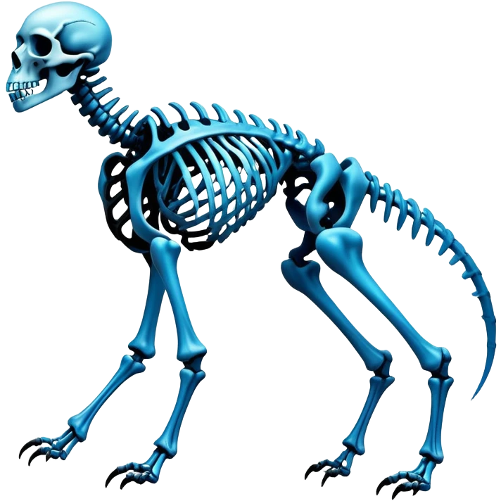 A black and blue gradient epic shiny cool edgy skeletal animal, full body emoji