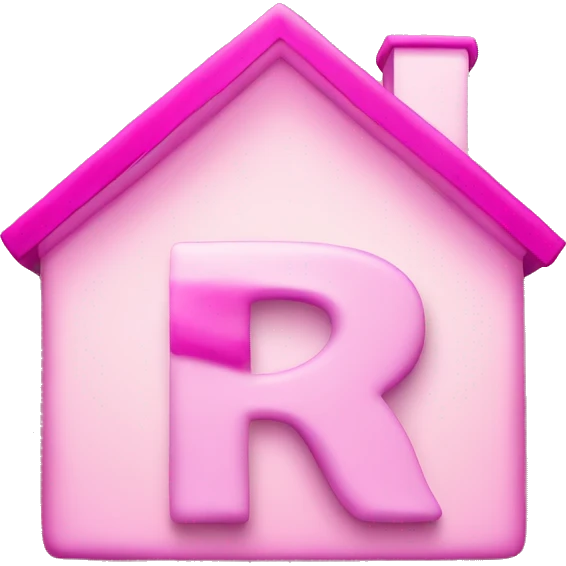 Letter R in house shaped icon, in pink emoji