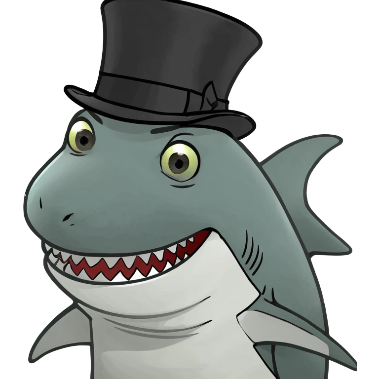 Shark with a top hat emoji