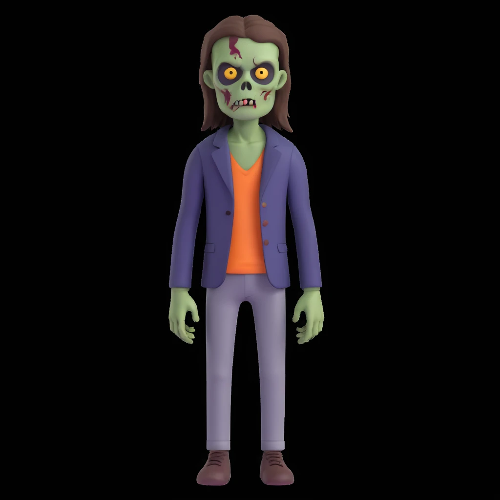 zombie boy with long brown hair emoji