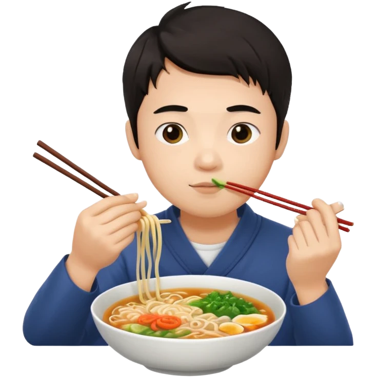 Asian guy eating ramen emoji