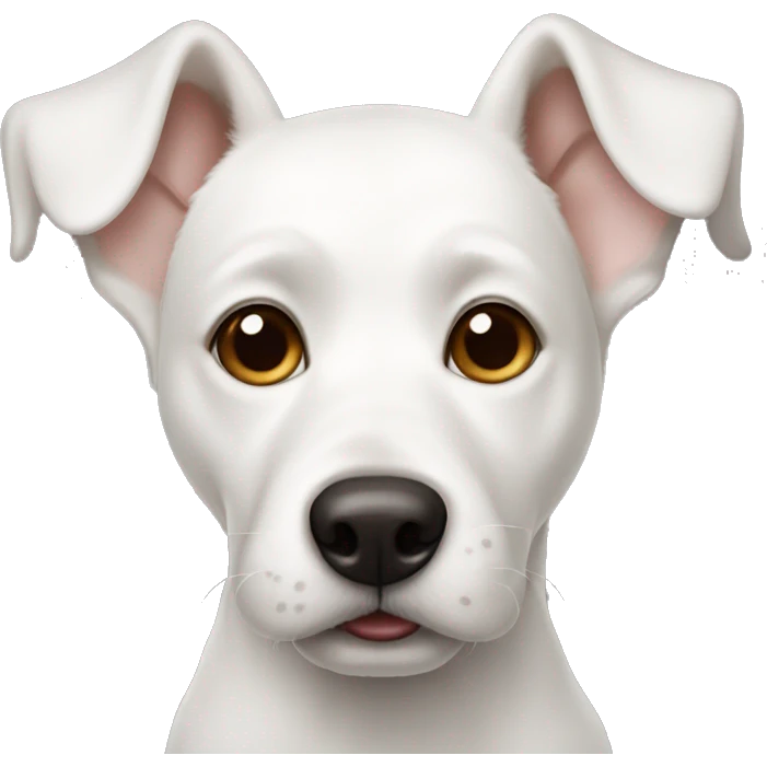 white dog with one brown ear emoji