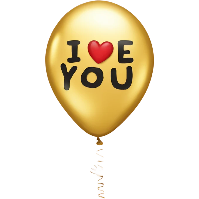 A foil balloon in the shape of letters saying I love you emoji