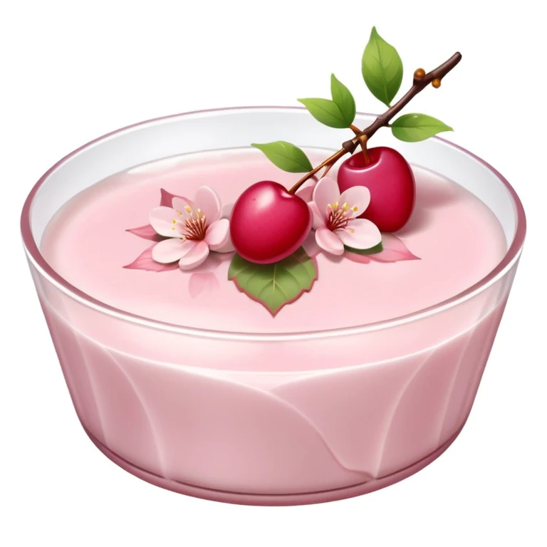 Sakura pudding shaped like a leaf with cherry blossom garnish emoji