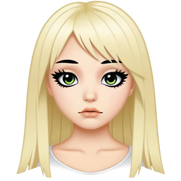y2k emo, baddie,pretty, makeup, black eyeliner, long hair emoji