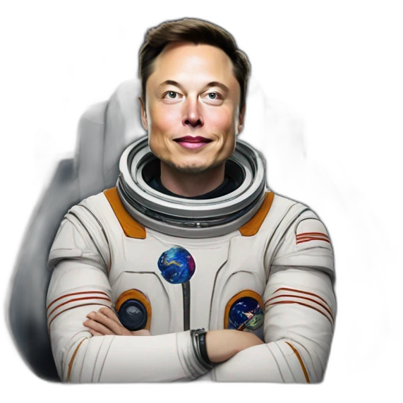 Elon Musk in the space in the moon caal a cat emoji