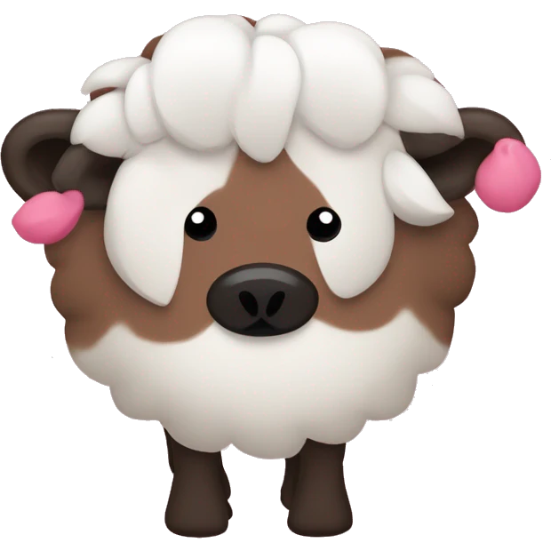 oveja animada negra carita marron y orejitas rosadas, es muy tierna y saluda emoji