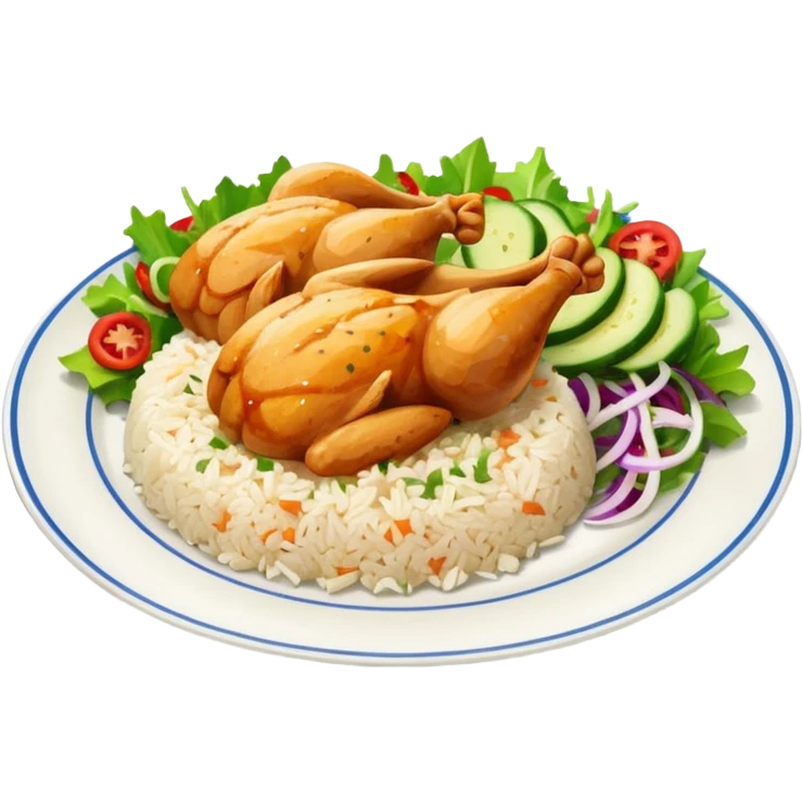 Chicken and rice with salad emoji