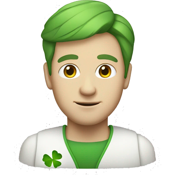 white man with four leaf clover emoji