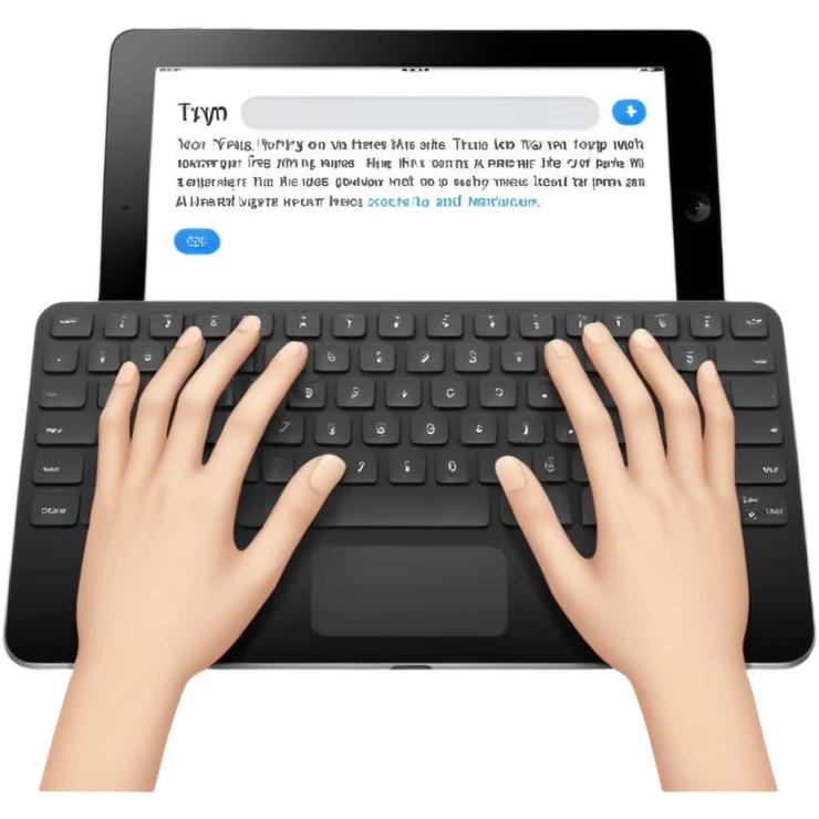 hands typing on a tablet keyboard emoji