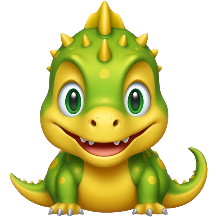 yellow dinosaur, smiling emoji