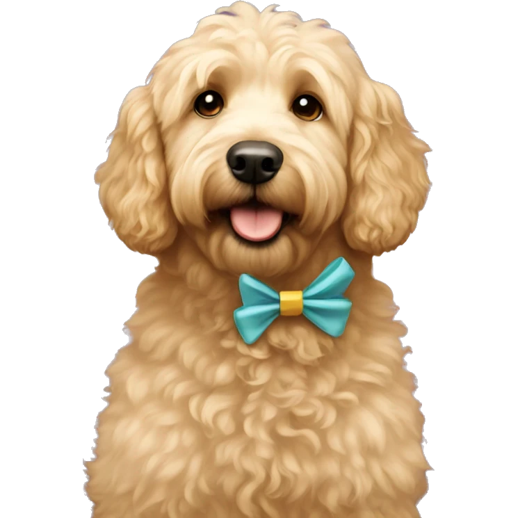 Golden doodle with bows emoji