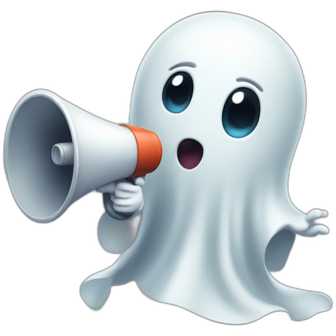 cute ghost with megaphone emoji