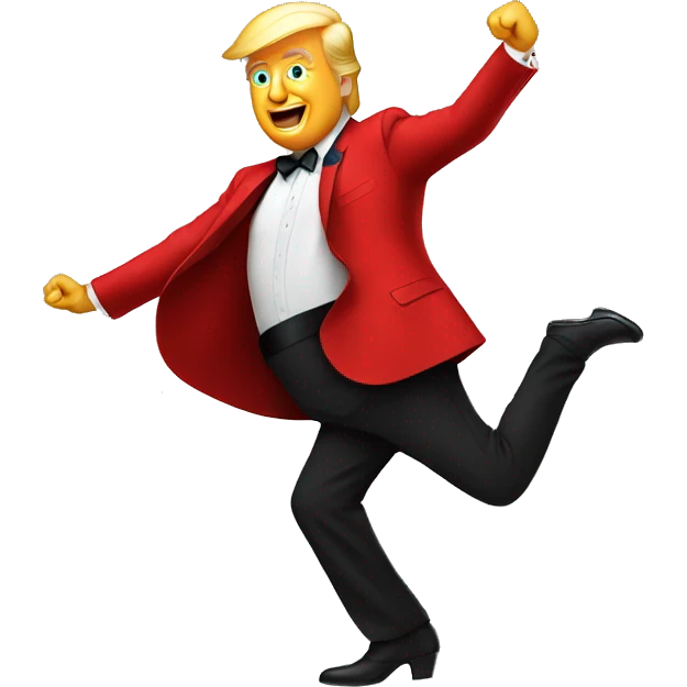 Donald Trump dancing in a red dress emoji