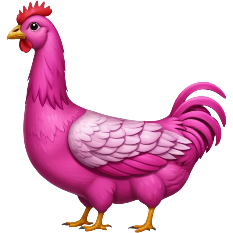 Gallina de pelaje rosa fuerte mezclada con una jirafa sin manchas emoji