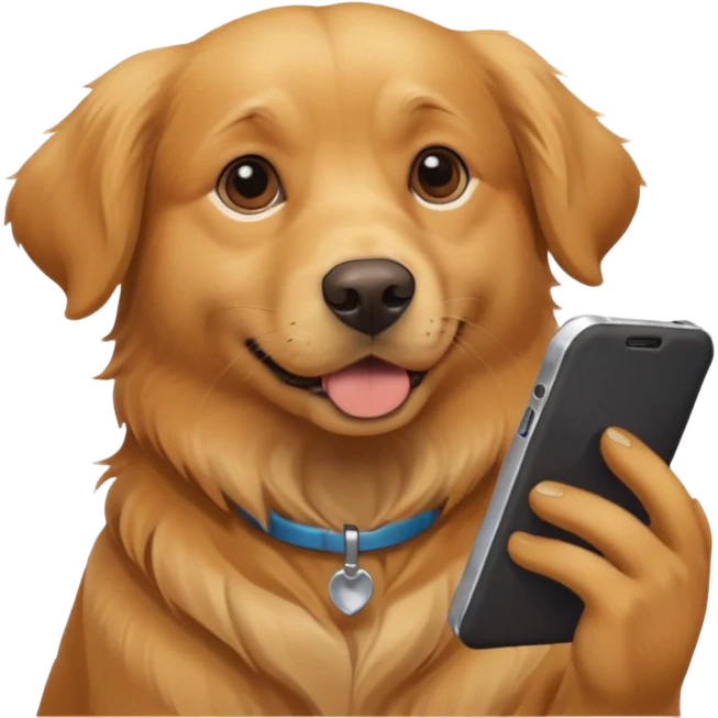 Pies z telefonem emoji