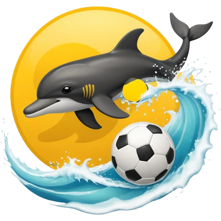 Yellow black dolphin cirkle wave soccerball emoji