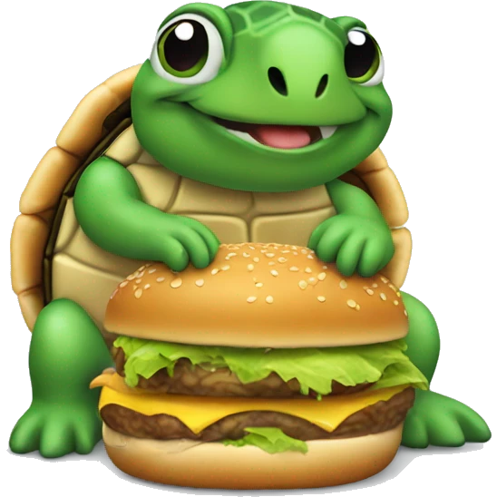turtle eating burger emoji