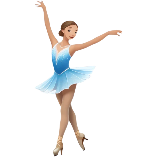 An icon showing a graceful figure skater performing a spin on the ice in a grand ice palace. The rink is illuminated by soft light beams, with cheering spectators in the stands. Snowflakes gently fall, adding to the magical atmosphere. Transparent background highlights elegance and artistry. emoji