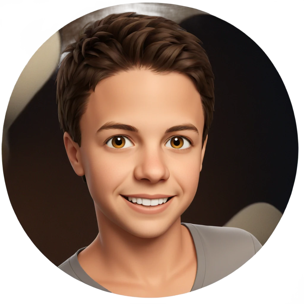smiling boy portrait with brown hair emoji