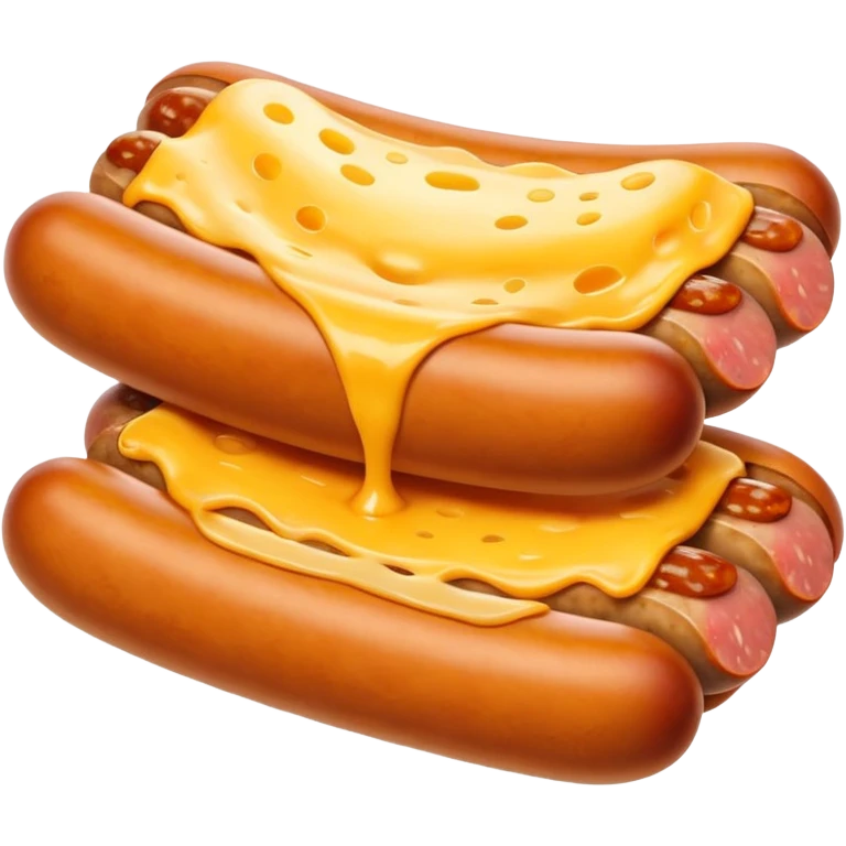 make a picture of a sausage that has been cut in half and melted cheese comes out from inside the sausage emoji