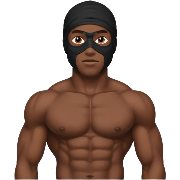 smug muscular african male black ski mask wearing guy with no top emoji