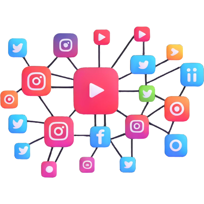 connecting Instagram and YouTube social media accounts, social platforms integration emoji