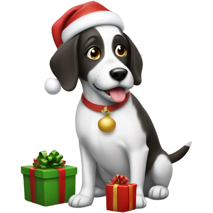 Christmas dog with presents  emoji
