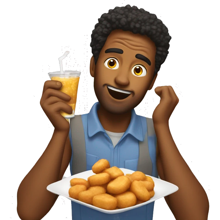 Crazy guy drinking chicken nuggets  emoji