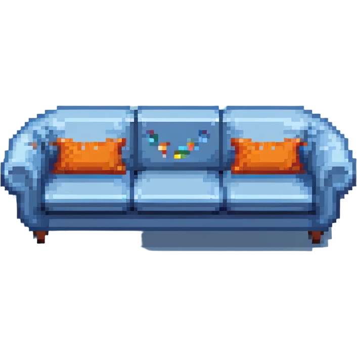 modern couch, blue color emoji