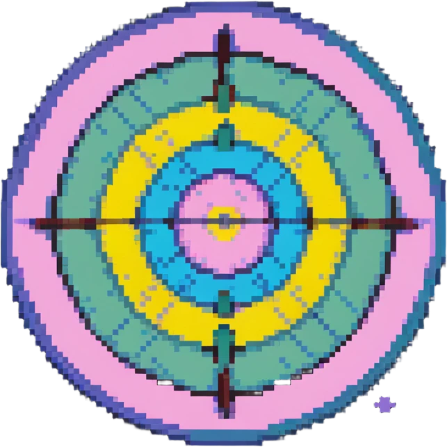 A pixel art bullseye target with pastel spring colors emoji