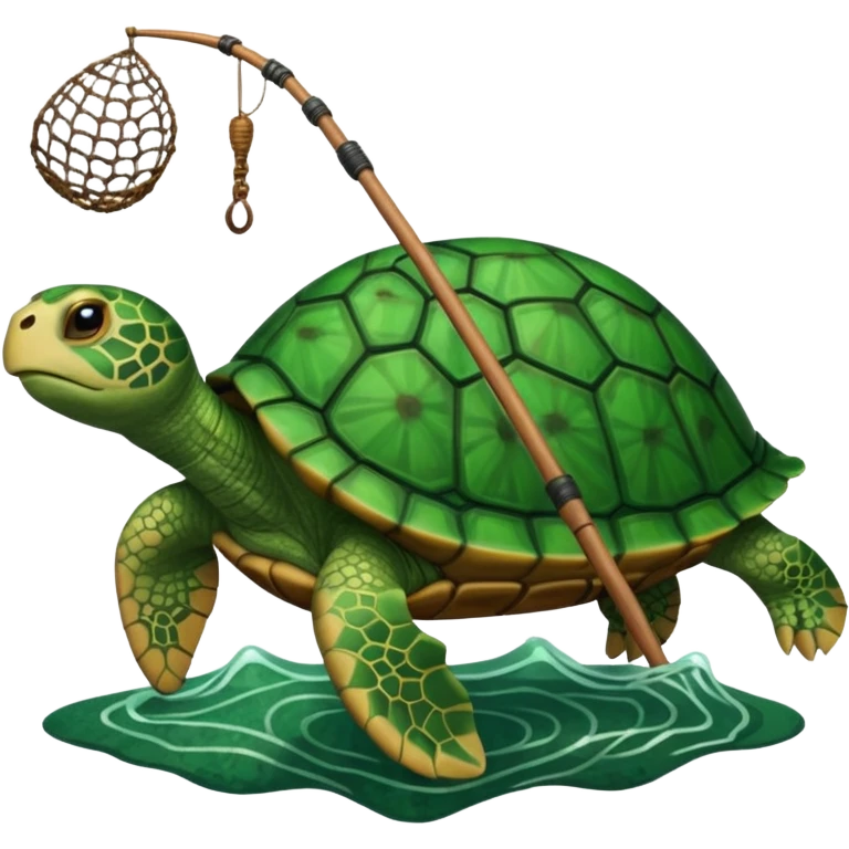 turtle with fishing net emoji