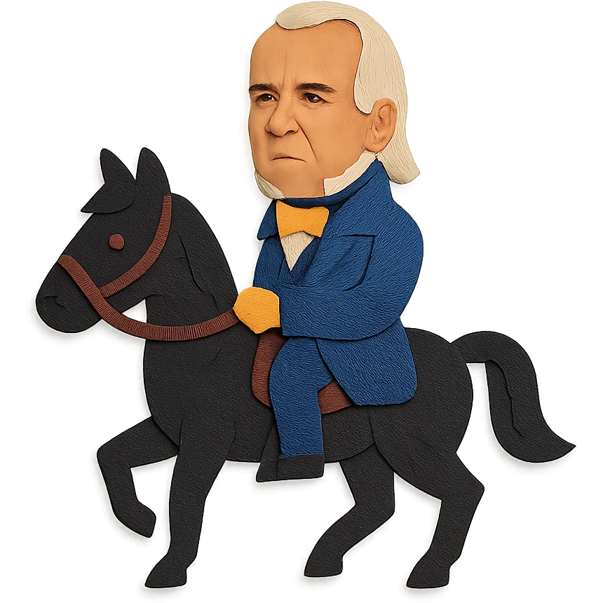 President Polk's face on a black horse emoji