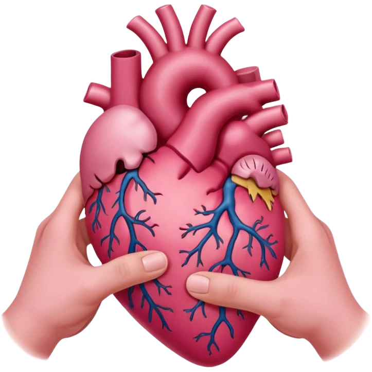 pink anatomical heart in hands emoji