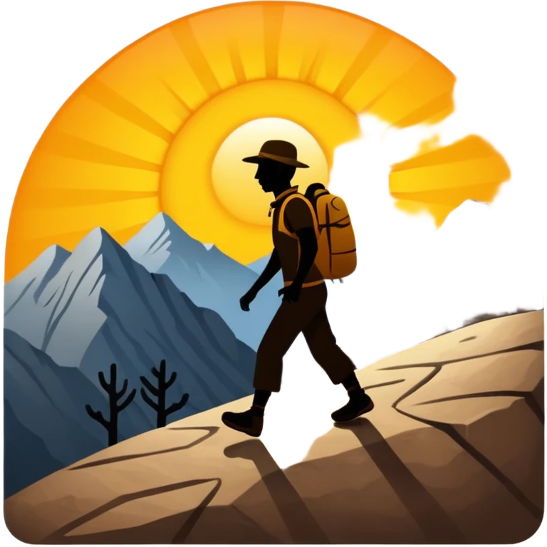 
una mezcla de sol + montaña + caminante estilo petroglifo emoji