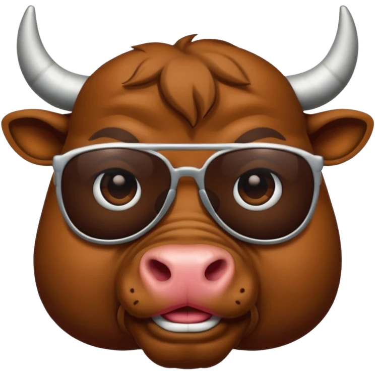 generate an emoji of a bull's face that's in a close up. the bull is travelling. maybe wearing sunglasses or drinking a drink or carrying a suitcase emoji