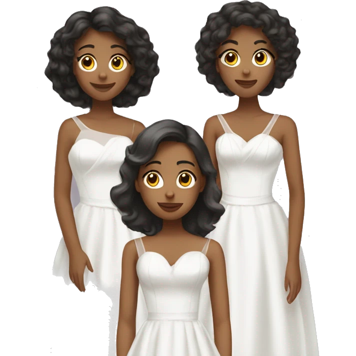 three girls in white prom dresses emoji