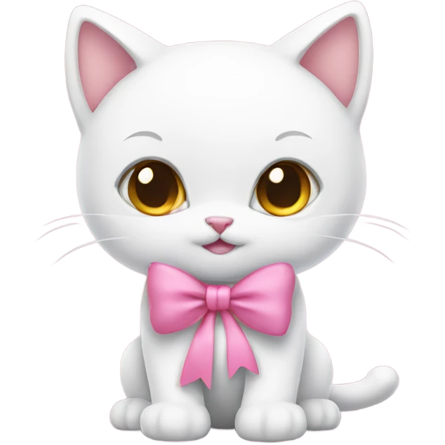 White kitty with a pink bow emoji